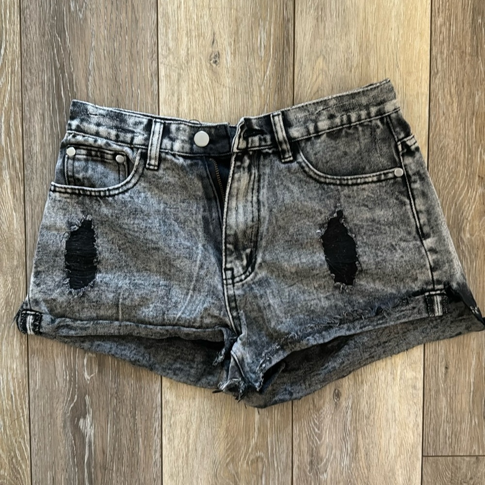Black Distressed Shorts
